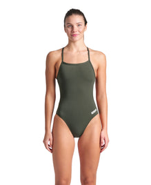 ARENA  WOMEN'S TEAM Swimsuit Swim TECH Solid  Dark Sage-White 004766 660